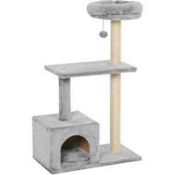 Pawhut Cat Tree For Indoor Cats Kitten Tower W/ Scratching Posts Bed House Grey