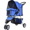 PawHut Pet Stroller Pushchair Carrier For Cat Puppy With 3 Wheels Blue