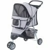 PawHut Pet Stroller Pushchair Carrier For Cat Puppy With 3 Wheels Grey