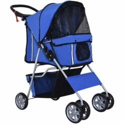 PawHut Pet Stroller Carrier Foldable Deluxe Jogger Walk Travel Dog Cat 4 Wheels