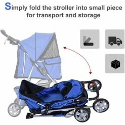 PawHut Pet Stroller Carrier Foldable Deluxe Jogger Walk Travel Dog Cat 4 Wheels 4 PawHut Pet Stroller Carrier Foldable Deluxe Jogger Walk Travel Dog Cat 4 Wheels -PawHut Shop 2319946 5