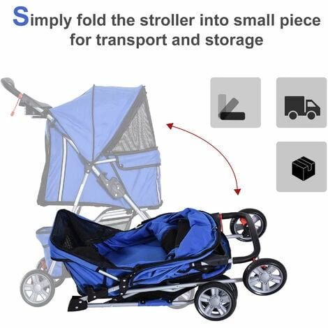 PawHut Pet Stroller Carrier Foldable Deluxe Jogger Walk Travel Dog Cat 4 Wheels PawHut Pet Stroller Carrier Foldable Deluxe Jogger Walk Travel Dog Cat 4 Wheels -PawHut Shop 2319946 5
