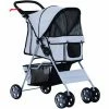PawHut Pet Stroller Carrier Foldable Deluxe Jogger Walk Travel Dog Cat 4 Wheels