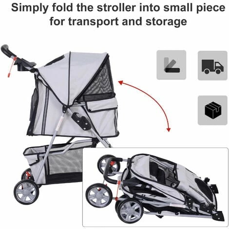 PawHut Pet Stroller Carrier Foldable Deluxe Jogger Walk Travel Dog Cat 4 Wheels PawHut Pet Stroller Carrier Foldable Deluxe Jogger Walk Travel Dog Cat 4 Wheels -PawHut Shop 2319947 5
