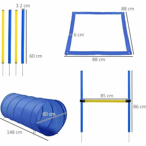 PawHut Pet Agility Training Equipment Dog Play Run Jump Obedience Training Set Adjustable (Poles + Hurdle + Tunnel + Lunch Box) PawHut Pet Agility Training Equipment Dog Play Run Jump Obedience Training Set Adjustable (Poles + Hurdle + Tunnel + Lunch Box) -PawHut Shop 2319956 2