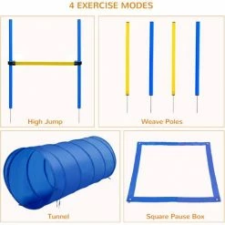 PawHut Pet Agility Training Equipment Dog Play Run Jump Obedience Training Set Adjustable (Poles + Hurdle + Tunnel + Lunch Box) 3 PawHut Pet Agility Training Equipment Dog Play Run Jump Obedience Training Set Adjustable (Poles + Hurdle + Tunnel + Lunch Box) -PawHut Shop 2319956 4