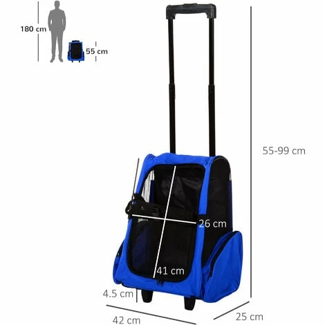 PawHut Pet Travel Backpack Bag Cat Puppy Dog Carrier w/ Trolley and Telescopic PawHut Pet Travel Backpack Bag Cat Puppy Dog Carrier W/ Trolley And Telescopic -PawHut Shop 2319959 2