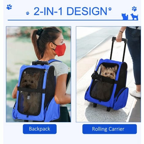 PawHut Pet Travel Backpack Bag Cat Puppy Dog Carrier w/ Trolley and Telescopic PawHut Pet Travel Backpack Bag Cat Puppy Dog Carrier W/ Trolley And Telescopic -PawHut Shop 2319959 4