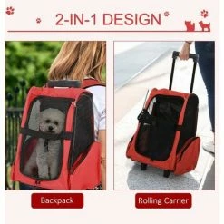 PawHut Pet Travel Backpack Bag Cat Puppy Dog Carrier W/ Trolley And Telescopic 3 PawHut Pet Travel Backpack Bag Cat Puppy Dog Carrier W/ Trolley And Telescopic -PawHut Shop 2319960 4