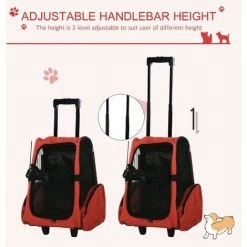 PawHut Pet Travel Backpack Bag Cat Puppy Dog Carrier W/ Trolley And Telescopic 4 PawHut Pet Travel Backpack Bag Cat Puppy Dog Carrier W/ Trolley And Telescopic -PawHut Shop 2319960 5