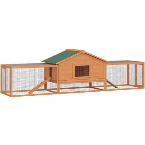 PawHut Rabbit Cage Bunny Hutch Large Wooden Pet House Habitat w/ Ramp Run PawHut Rabbit Cage Bunny Hutch Large Wooden Pet House Habitat W/ Ramp Run -PawHut Shop 2319971 1