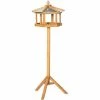 PawHut Wooden Bird Table Free Standing Feeder Garden And Backyard Station