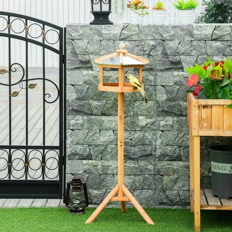 PawHut Wooden Bird Table Free Standing Feeder Garden and Backyard Station PawHut Wooden Bird Table Free Standing Feeder Garden And Backyard Station -PawHut Shop 2319972 3