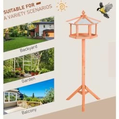 PawHut Wooden Bird Table Free Standing Feeder Garden And Backyard Station 3 PawHut Wooden Bird Table Free Standing Feeder Garden And Backyard Station -PawHut Shop 2319972 4