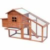 PawHut Chicken Coop W/ Outdoor Run Nesting Box Removable Tray Waterproof Roof