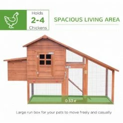 PawHut Chicken Coop W/ Outdoor Run Nesting Box Removable Tray Waterproof Roof -PawHut Shop 2319973 4