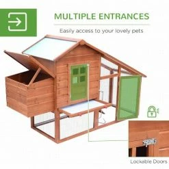 PawHut Chicken Coop W/ Outdoor Run Nesting Box Removable Tray Waterproof Roof -PawHut Shop 2319973 5