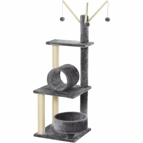 PawHut 1.21m Plush Cat Tree w/ Sisal Scratching Posts Perch Condo Grey PawHut 1.21m Plush Cat Tree W/ Sisal Scratching Posts Perch Condo Grey -PawHut Shop 23423193 1