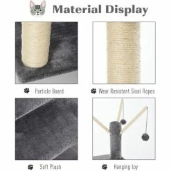 PawHut 1.21m Plush Cat Tree W/ Sisal Scratching Posts Perch Condo Grey 4 PawHut 1.21m Plush Cat Tree W/ Sisal Scratching Posts Perch Condo Grey -PawHut Shop 23423193 5