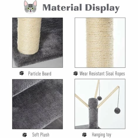 PawHut 1.21m Plush Cat Tree w/ Sisal Scratching Posts Perch Condo Grey PawHut 1.21m Plush Cat Tree W/ Sisal Scratching Posts Perch Condo Grey -PawHut Shop 23423193 5