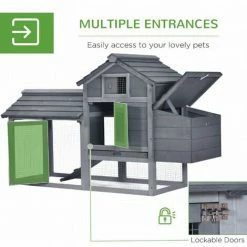 PawHut Chicken Coop Hen Cage Small Animal Hutch Nesting Box W/ Outdoor Run 4 PawHut Chicken Coop Hen Cage Small Animal Hutch Nesting Box W/ Outdoor Run -PawHut Shop 24011754 5