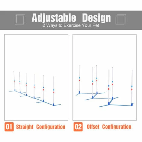 PawHut Adjustable Dog Agility Training Obstacle Course Set with Weaves Poles Storage Bag for Pet Dogs Outdoor Games Exercise PawHut Adjustable Dog Agility Training Obstacle Course Set With Weaves Poles Storage Bag For Pet Dogs Outdoor Games Exercise -PawHut Shop 25012220 4