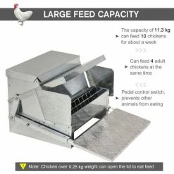 PawHut Automatic Chicken Feeder Galvanized Steel Poultry Feeders 11.5KG -PawHut Shop 25088639 4