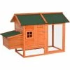 PawHut Chicken Coop With Outdoor Run Nesting Box Dropping Tray Asphalt Roof