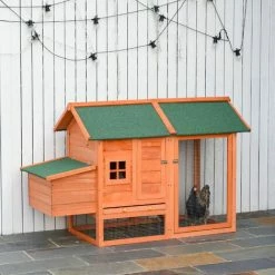 PawHut Chicken Coop With Outdoor Run Nesting Box Dropping Tray Asphalt Roof -PawHut Shop 25088640 3