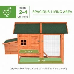 PawHut Chicken Coop With Outdoor Run Nesting Box Dropping Tray Asphalt Roof -PawHut Shop 25088640 4