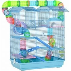 PawHut 5 Tiers Hamster Cage Animal Travel Carrier Habitat W/ Accessories