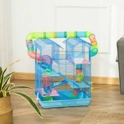 PawHut 5 Tiers Hamster Cage Animal Travel Carrier Habitat W/ Accessories -PawHut Shop 26268060 3