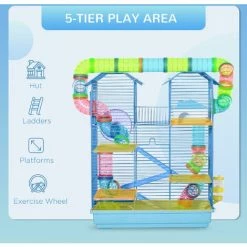 PawHut 5 Tiers Hamster Cage Animal Travel Carrier Habitat W/ Accessories -PawHut Shop 26268060 4