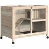 PawHut Wood Rabbit Hutch Bunny Cage Pet House Indoor W/ Tray Ramp, Natural