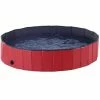 PawHut Pet Paddling Pool Cat Dog Indoor/ Outdoor Foldable 160cm Diameter Red