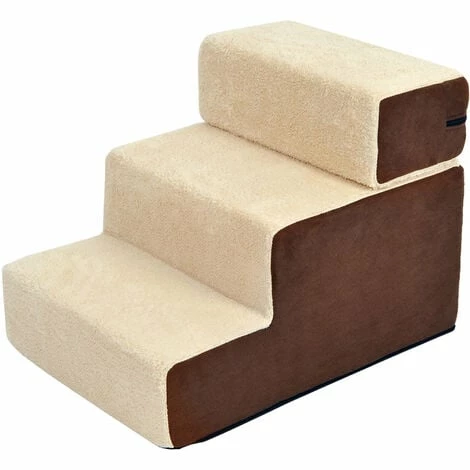 PawHut Deluxe Pet Stairs 3 Steps Dog Cat Soft Padded Covered Staircase Non Slip PawHut Deluxe Pet Stairs 3 Steps Dog Cat Soft Padded Covered Staircase Non Slip -PawHut Shop 2680026 1