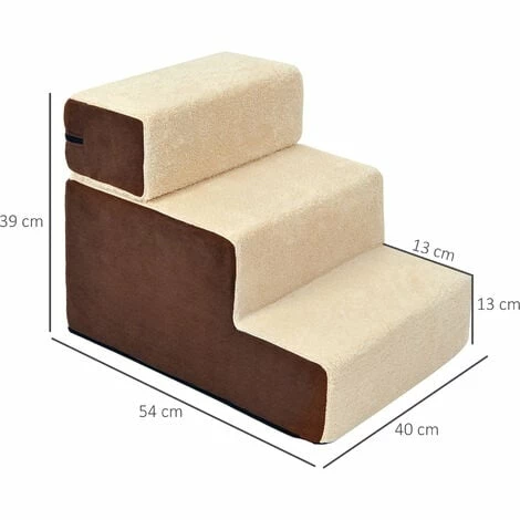 PawHut Deluxe Pet Stairs 3 Steps Dog Cat Soft Padded Covered Staircase Non Slip PawHut Deluxe Pet Stairs 3 Steps Dog Cat Soft Padded Covered Staircase Non Slip -PawHut Shop 2680026 2