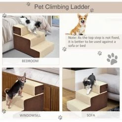 PawHut Deluxe Pet Stairs 3 Steps Dog Cat Soft Padded Covered Staircase Non Slip 3 PawHut Deluxe Pet Stairs 3 Steps Dog Cat Soft Padded Covered Staircase Non Slip -PawHut Shop 2680026 4