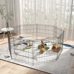 PawHut PawHut 24" Pet Dog Playpen Puppy Cage 8 Panel Metal Fence Run Garden -PawHut Shop 2680027 3