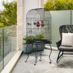 PawHut Large Metal Bird Cage Aviary Budgies Finch Cockatiel Birds Stand Feeding Station Stand W/ Wheels 51L X 51W X 137H Cm -PawHut Shop 2680041 3