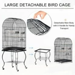 PawHut Large Metal Bird Cage Aviary Budgies Finch Cockatiel Birds Stand Feeding Station Stand W/ Wheels 51L X 51W X 137H Cm -PawHut Shop 2680041 4