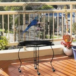 PawHut Large Metal Bird Cage Aviary Parrot Budgie Canary Pet With Stand&Wheels -PawHut Shop 2680042 3
