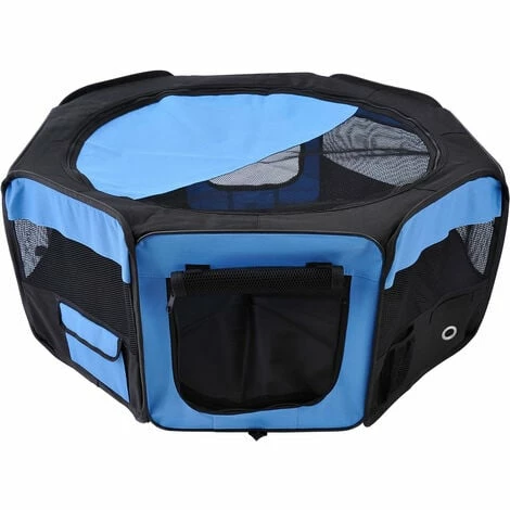 PawHut Fabric Pet Puppy Dog Cat Rabbit Pig Playpen Play Pen Run Blue Black 37x37x95cm PawHut Fabric Pet Puppy Dog Cat Rabbit Pig Playpen Play Pen Run Blue Black 37x37x95cm -PawHut Shop 2680051 1