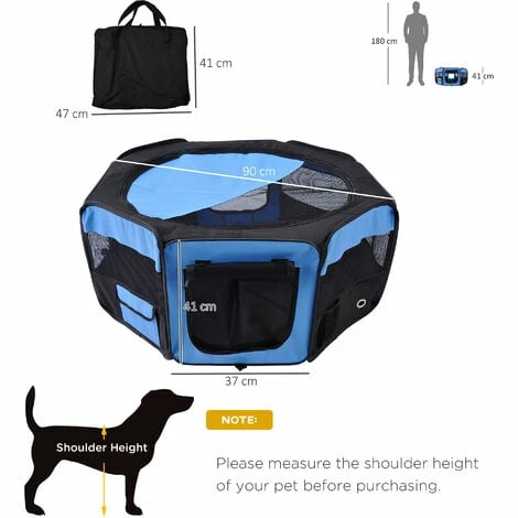 PawHut Fabric Pet Puppy Dog Cat Rabbit Pig Playpen Play Pen Run Blue Black 37x37x95cm PawHut Fabric Pet Puppy Dog Cat Rabbit Pig Playpen Play Pen Run Blue Black 37x37x95cm -PawHut Shop 2680051 2