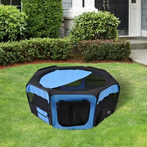 PawHut Fabric Pet Puppy Dog Cat Rabbit Pig Playpen Play Pen Run Blue Black 37x37x95cm PawHut Fabric Pet Puppy Dog Cat Rabbit Pig Playpen Play Pen Run Blue Black 37x37x95cm -PawHut Shop 2680051 3