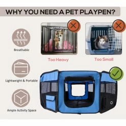 PawHut Fabric Pet Puppy Dog Cat Rabbit Pig Playpen Play Pen Run Blue Black 37x37x95cm 3 PawHut Fabric Pet Puppy Dog Cat Rabbit Pig Playpen Play Pen Run Blue Black 37x37x95cm -PawHut Shop 2680051 4