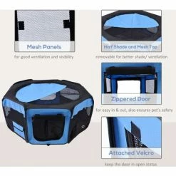 PawHut Fabric Pet Puppy Dog Cat Rabbit Pig Playpen Play Pen Run Blue Black 37x37x95cm 4 PawHut Fabric Pet Puppy Dog Cat Rabbit Pig Playpen Play Pen Run Blue Black 37x37x95cm -PawHut Shop 2680051 5