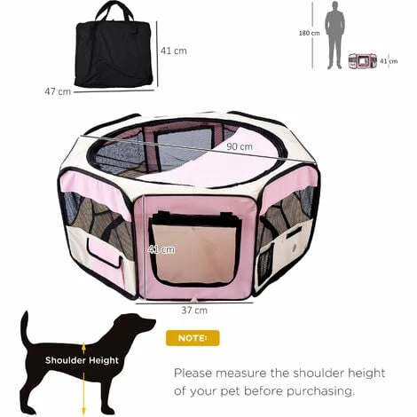 PawHut Fabric Pet Puppy Dog Cat Rabbit Pig Guinea Playpen Play Pen Run Dia90 x 41H cm Pink and Cream PawHut Fabric Pet Puppy Dog Cat Rabbit Pig Guinea Playpen Play Pen Run Dia90 X 41H Cm Pink And Cream -PawHut Shop 2680052 2