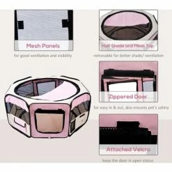 PawHut Fabric Pet Puppy Dog Cat Rabbit Pig Guinea Playpen Play Pen Run Dia90 X 41H Cm Pink And Cream 4 PawHut Fabric Pet Puppy Dog Cat Rabbit Pig Guinea Playpen Play Pen Run Dia90 X 41H Cm Pink And Cream -PawHut Shop 2680052 5