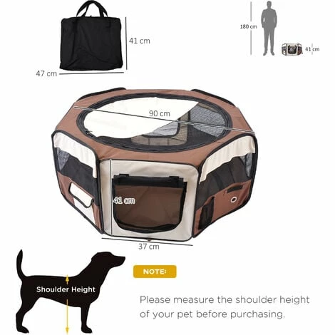 PawHut Fabric Pet Puppy Dog Cat Rabbit Pig Guinea Playpen Play Pen Run Dia90 x 41H cm Brown and Cream PawHut Fabric Pet Puppy Dog Cat Rabbit Pig Guinea Playpen Play Pen Run Dia90 X 41H Cm Brown And Cream -PawHut Shop 2680053 2